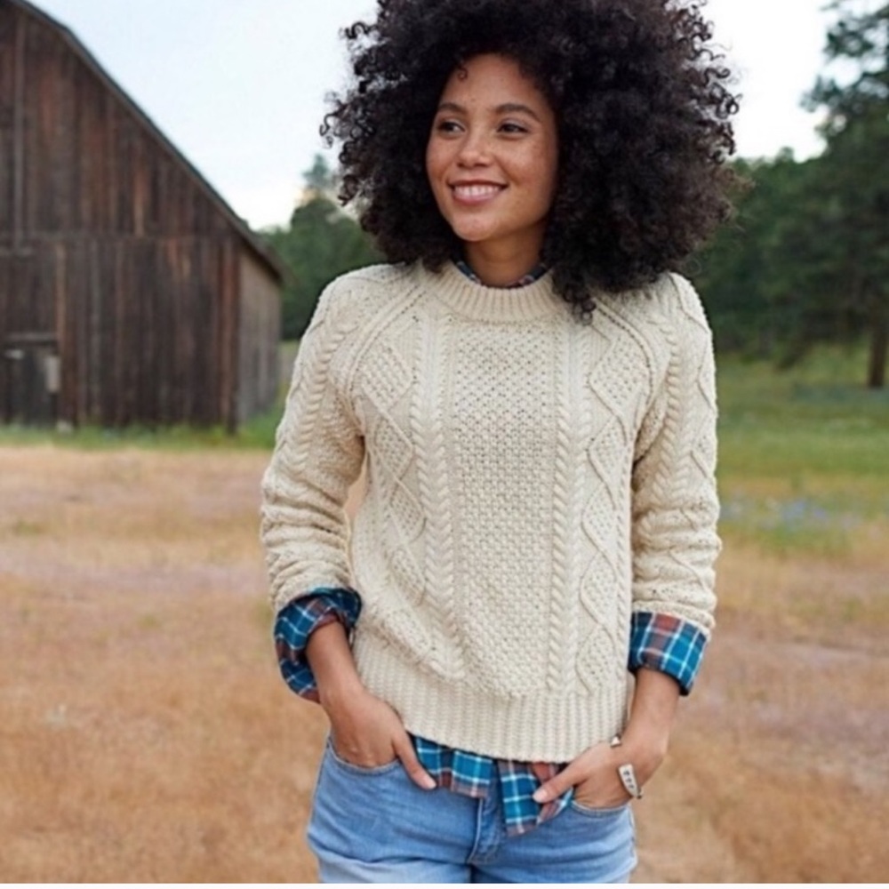 LL Bean Crewneck Fisherman Cotton Sweater S